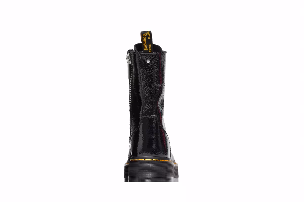 Dr. Martens Women's Ghilana Max Distressed Patent Leather Platform Boot Black, view 8