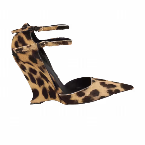 Ferragamo Wmns Vidya Suede Leopard Print Wedges 'Brown'