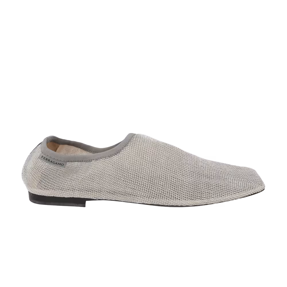 Ferragamo Metallic Mesh Dress Shoe Light Grey