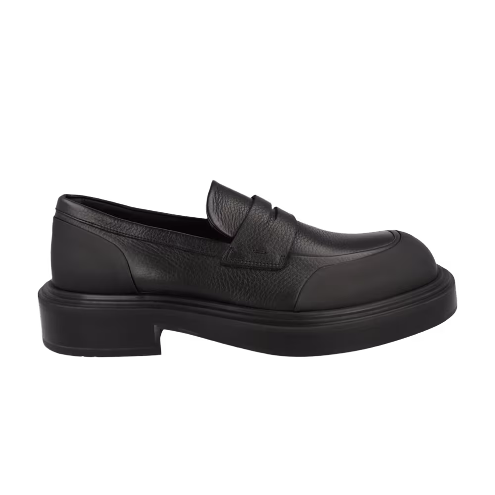 Ferragamo Leather Penny Loafer Black