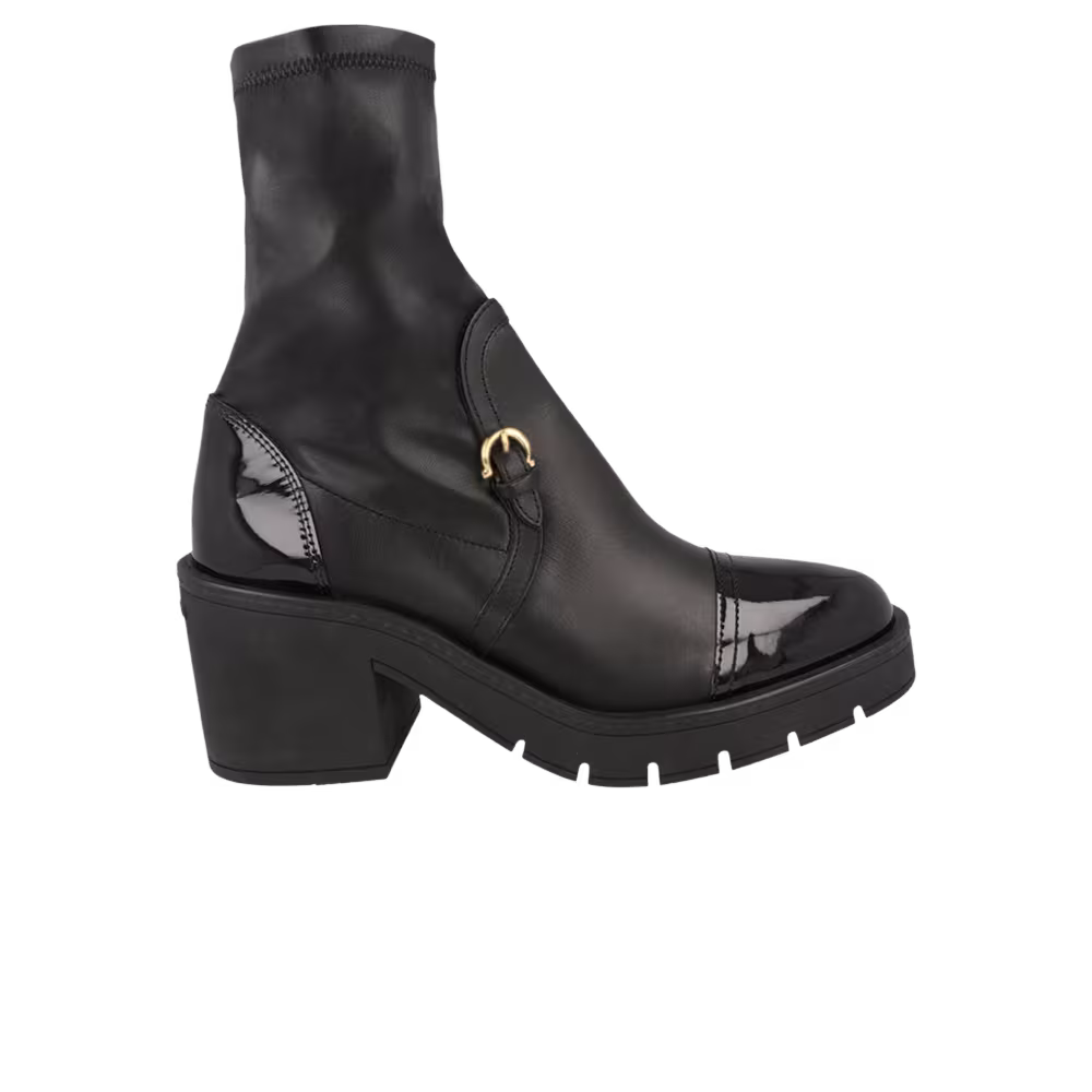 Ferragamo Women's Selyna Mixed Leather Stretch Ankle Boot Black