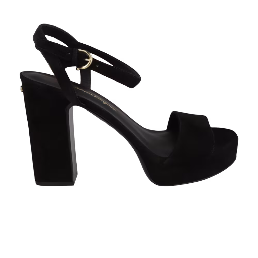 Ferragamo Women's Trento Suede Platform Sandal Black