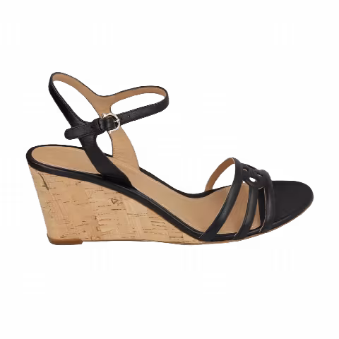 Ferragamo Wmns Fieri Leather Wedge Sandal 'Black'