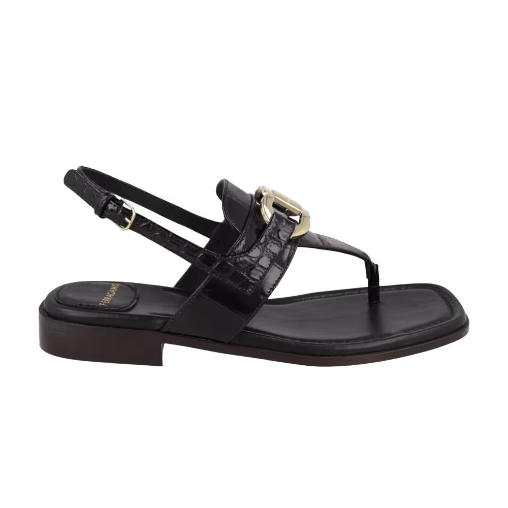Women's Ferragamo Lula Leather Sandal Black