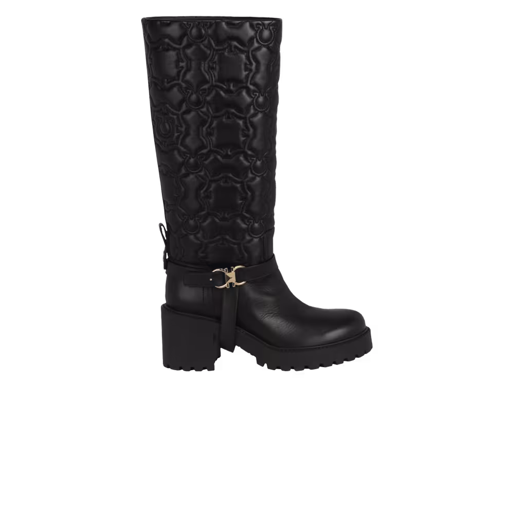 Ferragamo Women's Shiran Knee-High Leather Boot Black