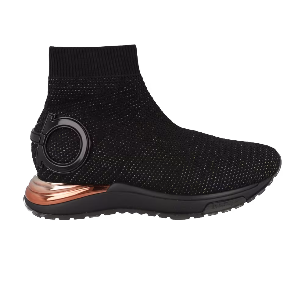 Ferragamo Gardena Ankle Sock Sneaker Black