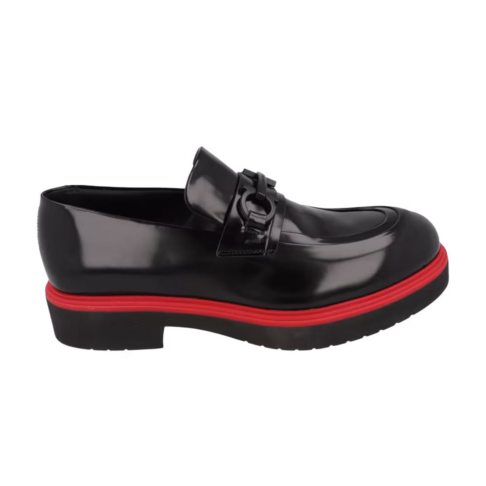 Ferragamo Fiorello Gancini Patent Loafer Black