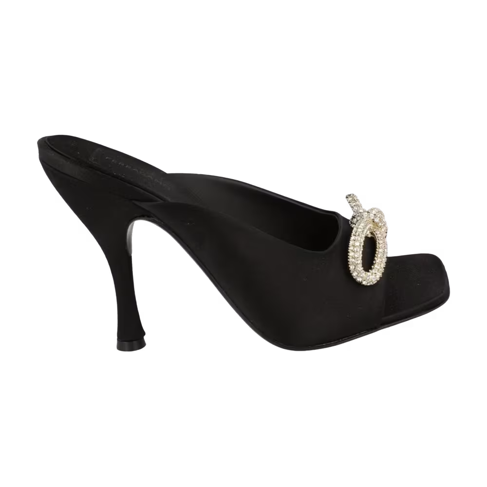 Ferragamo Women's Crystal Embellished Knot Detail Mule Black