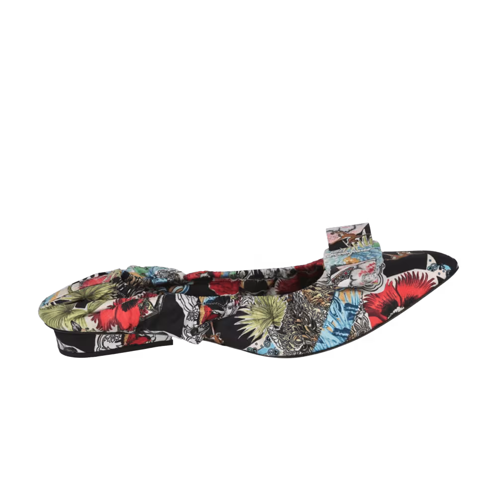 Ferragamo Women's Viva Ruff Printed Ballet Flat Beige Khaki