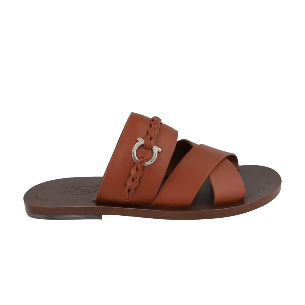 Ferragamo Giotto Leather Sandal Brown