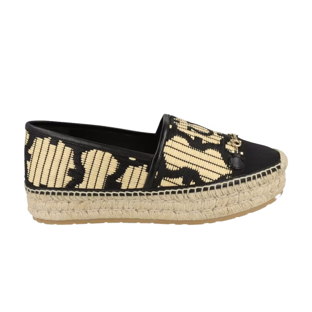 Ferragamo Women's Kim 3 Platform Espadrille Black Beige