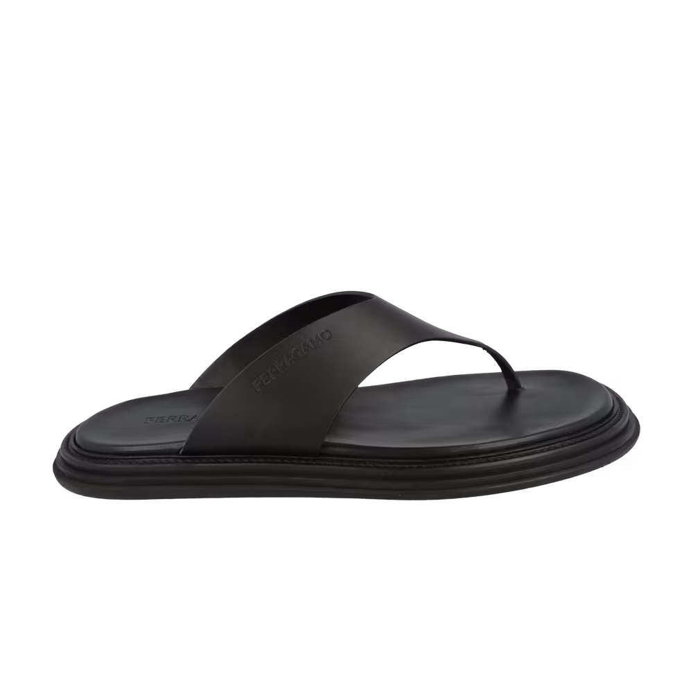 Ferragamo Dory Leather Sandal Black