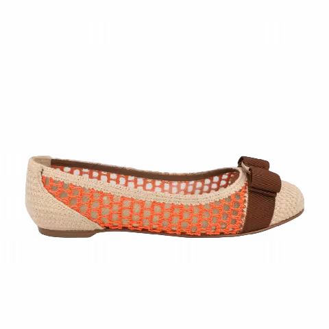 Ferragamo Wmns Raffia Varina Ballet Flat 'Orange'