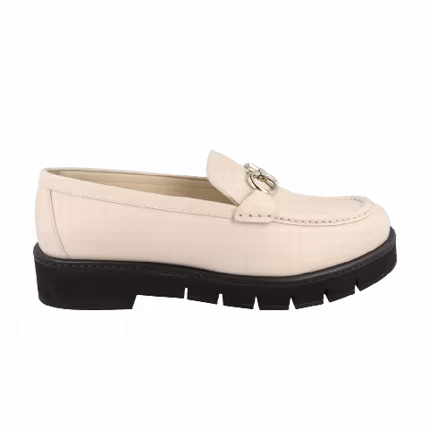 Wmns Ferragamo Rolo Leather Loafer 'White'
