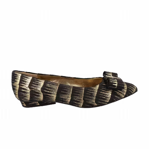 Wmns Ferragamo Brush Stroke Effect Viva Ballet Flat 'Black'