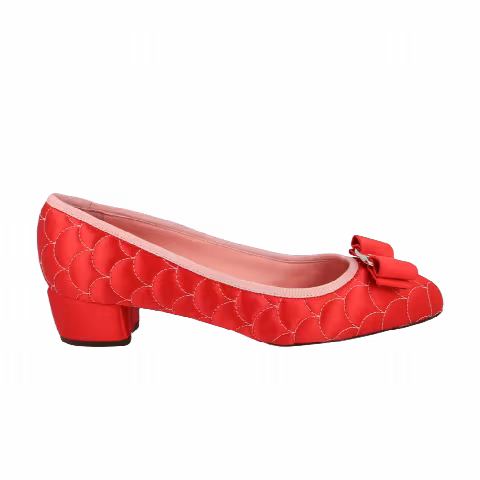 Wmns Ferragamo Vara Bow Satin Pump 'Orange'