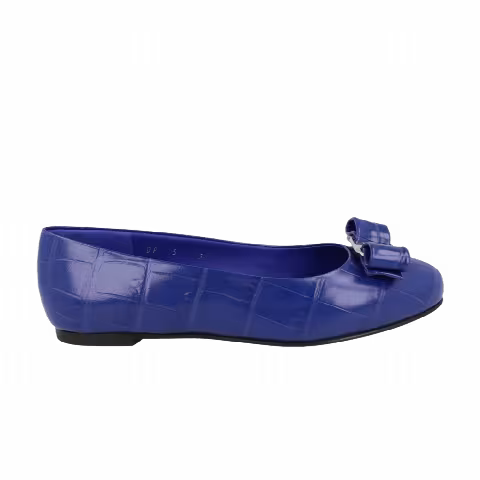 Ferragamo Wmns Varina Croc Ballet Flat 'Bluette'