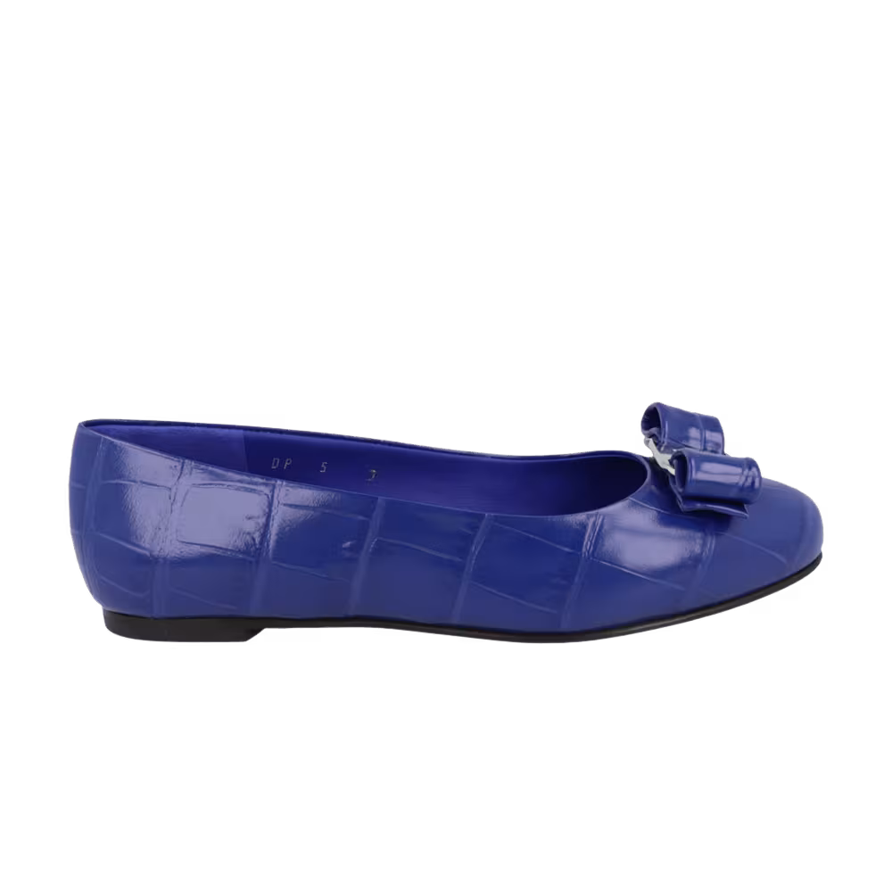 Ferragamo Women's Varina Croc Ballet Flat Bluette