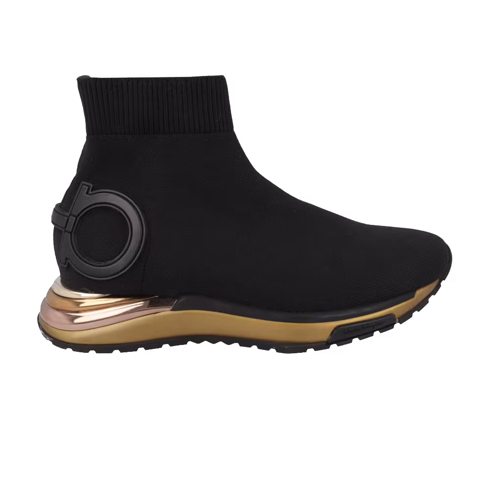 Ferragamo Women's Gardena Ankle Sock Sneaker Black