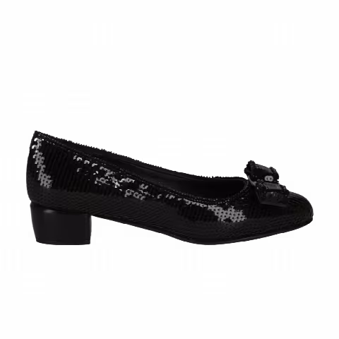 Ferragamo Wmns Vara Bow Sequin Pump 'Black'