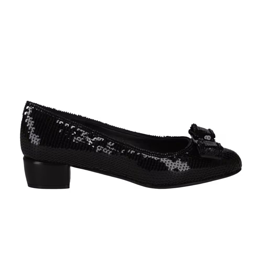 Ferragamo Women's Vara Bow Sequin Pump Black