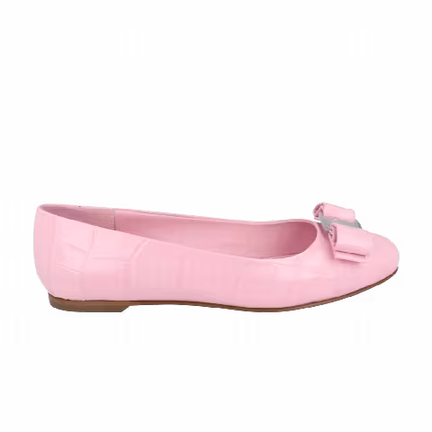 Ferragamo Wmns Varina Croco Embossed Ballerina Flat 'Lilac'