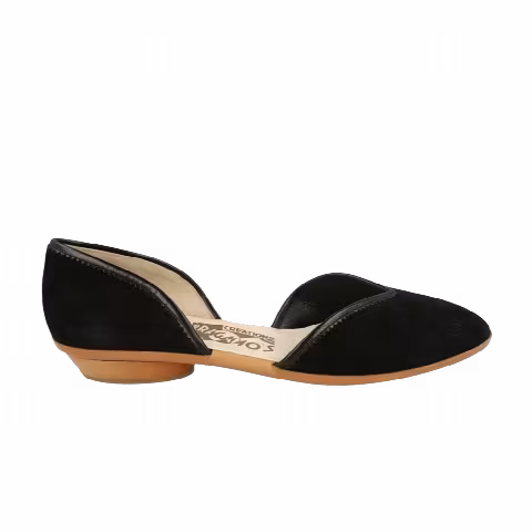 Ferragamo Wmns Ira 1959 Suede Ballet Flat 'Black