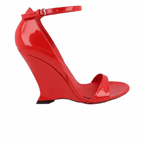 Wmns Ferragamo Vidette Patent Leather Wedge Sandal 'Red'