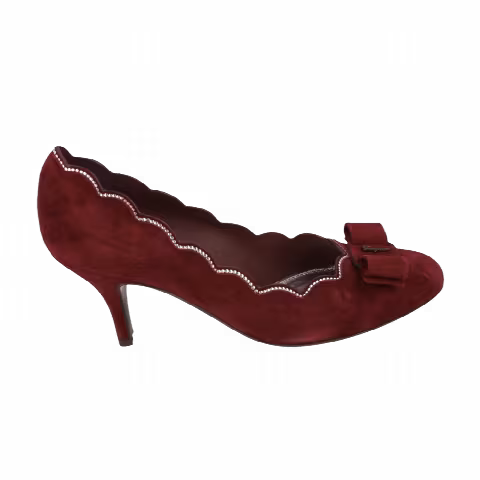 Ferragamo Wmns Carla Stud-Embellished Suede Pump 'Bordeaux'