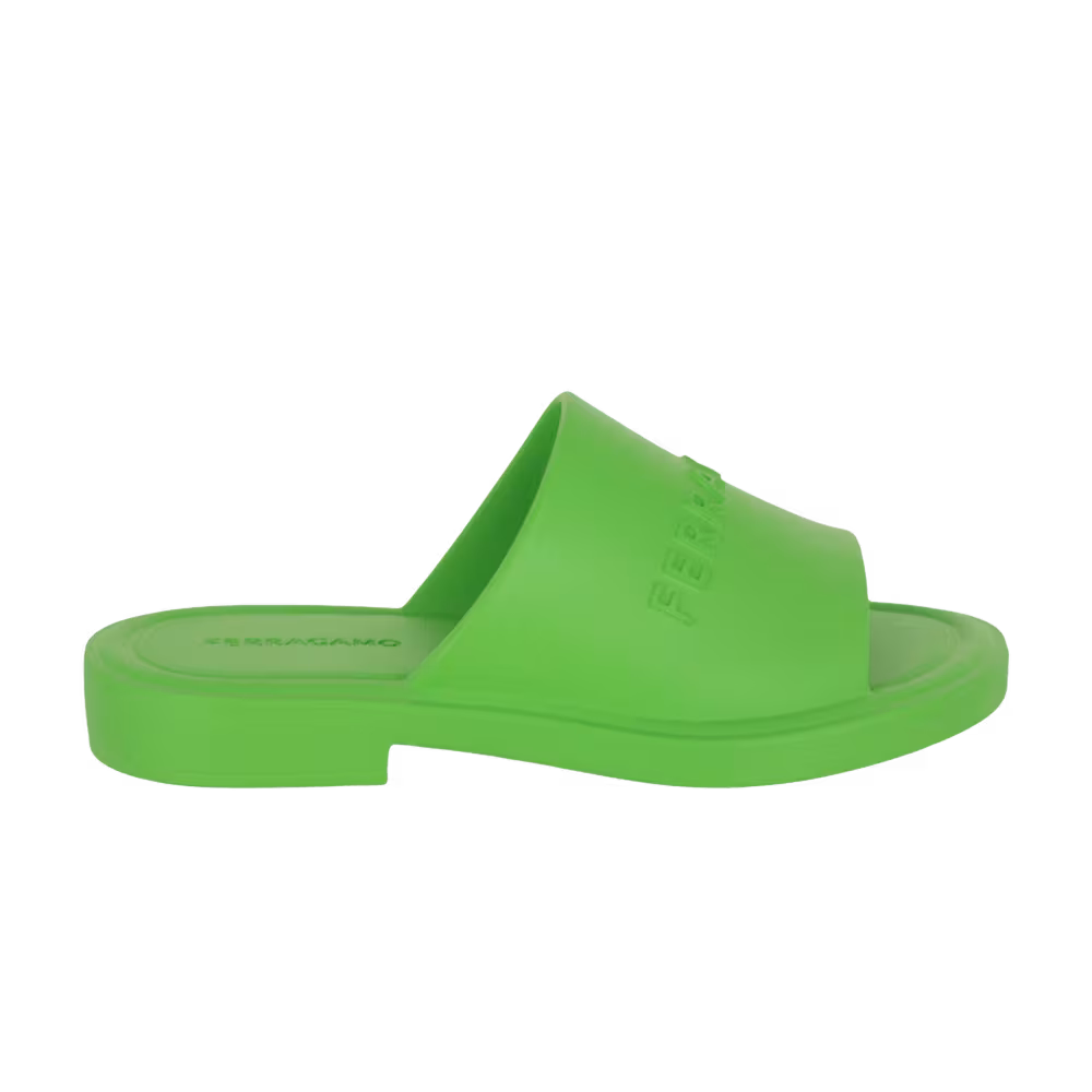 Ferragamo Giuneva Logo Embossed Slide Green