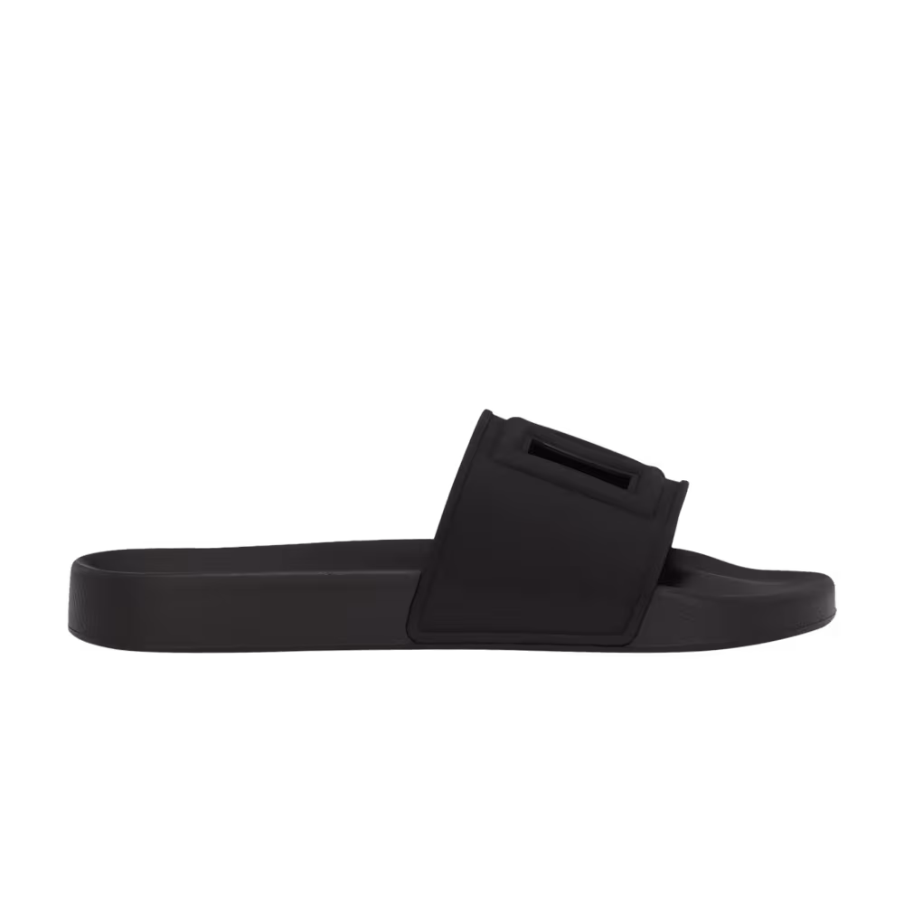 Dolce & Gabbana Beachwear Sliders DG Logo - Black