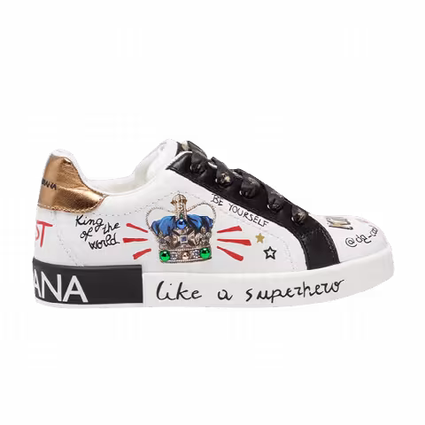 Dolce & Gabbana Portofino Kids 'Printed Crown Embroidery Patch - White'