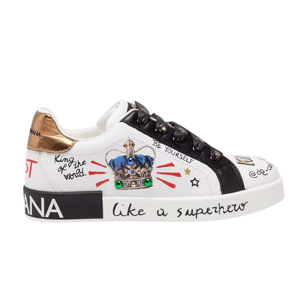 Dolce & Gabbana Portofino Kids Printed Crown Embroidery Patch - White