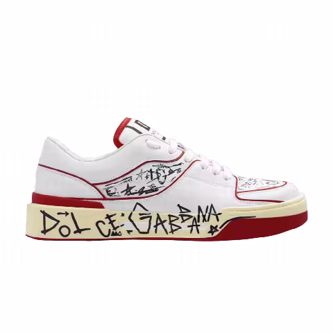 Dolce & Gabbana New Roma Low 'Allover Graffiti - White Dark Red'