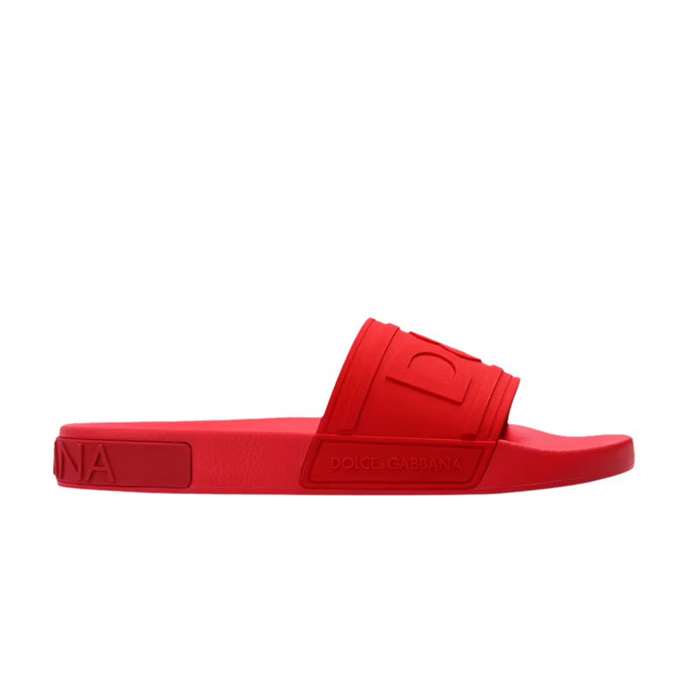 Dolce & Gabbana Slides Embossed Logo - Red