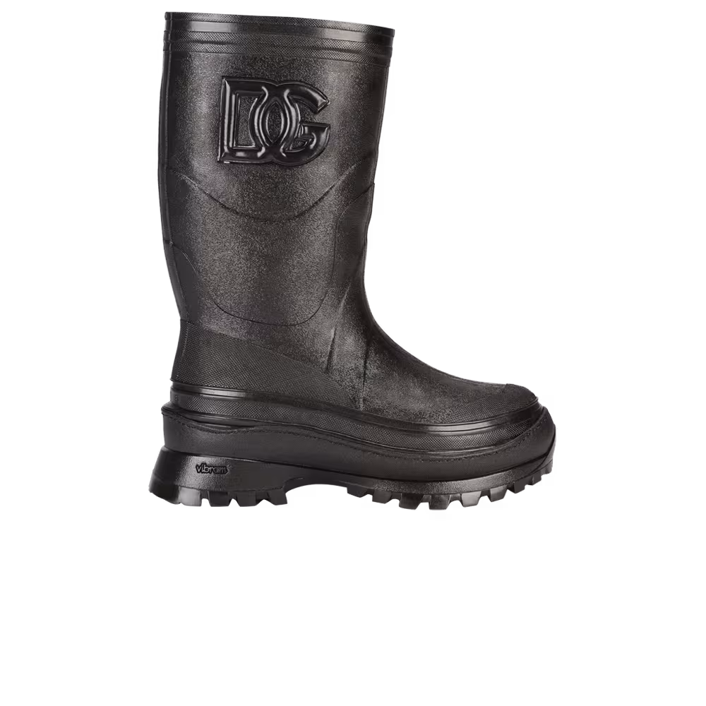 Dolce & Gabbana Rubber Boot DG Logo - Black