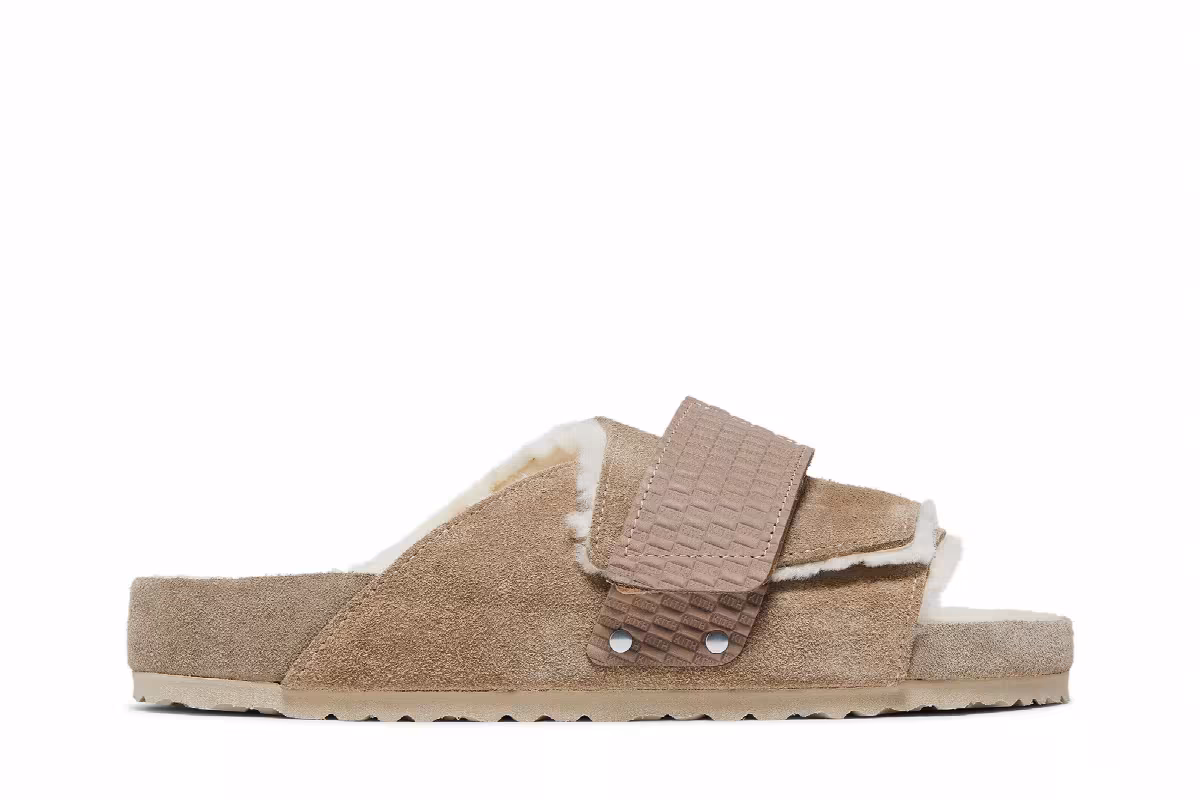 Kith x Birkenstock Kyoto VL Shearling Taupe, view 2