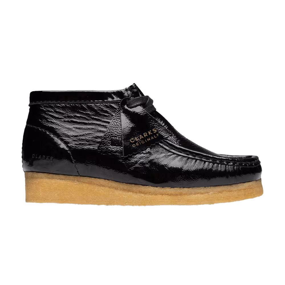 Clarks Women's Wallabee Boot Black Crinkled Patent