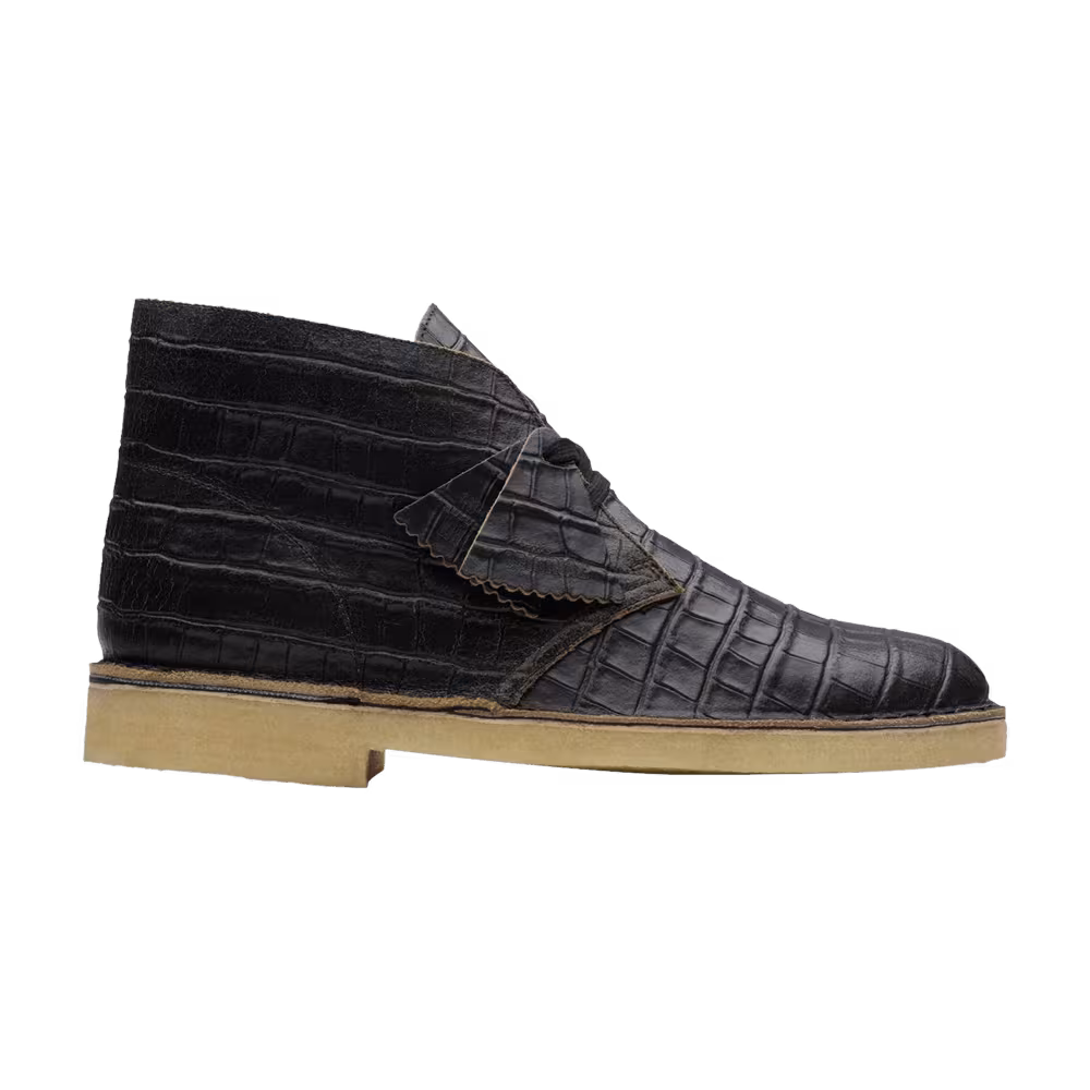 Clarks Desert Boot Black Crocodile Distress