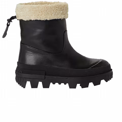 Moncler Wmns Moscova Faux Fur-Trimmed Leather Ankle Boot 'Black'