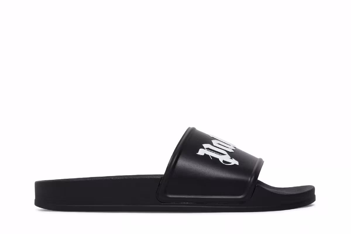 Palm Angels Logo Slide Black White, view 2