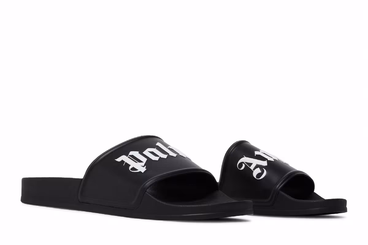 Palm Angels Logo Slide Black White, view 9