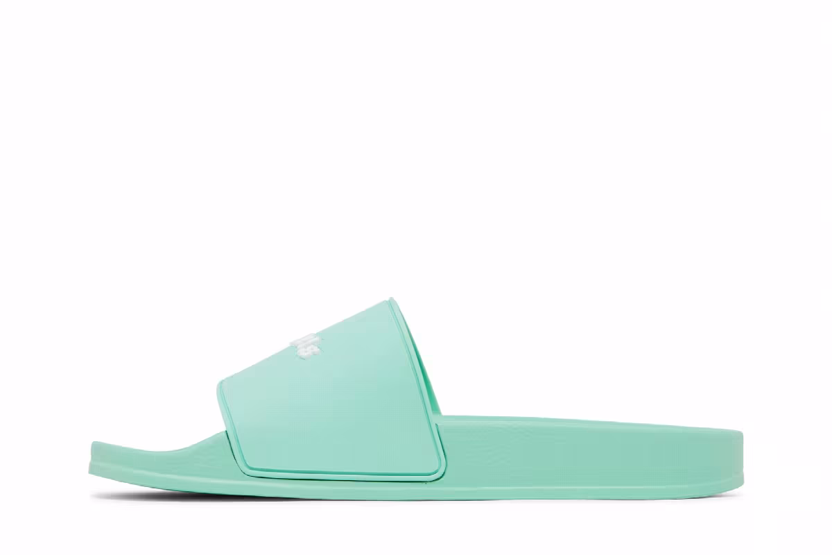 Palm Angels Pool Slider Essential Logo - Light Green, view 4