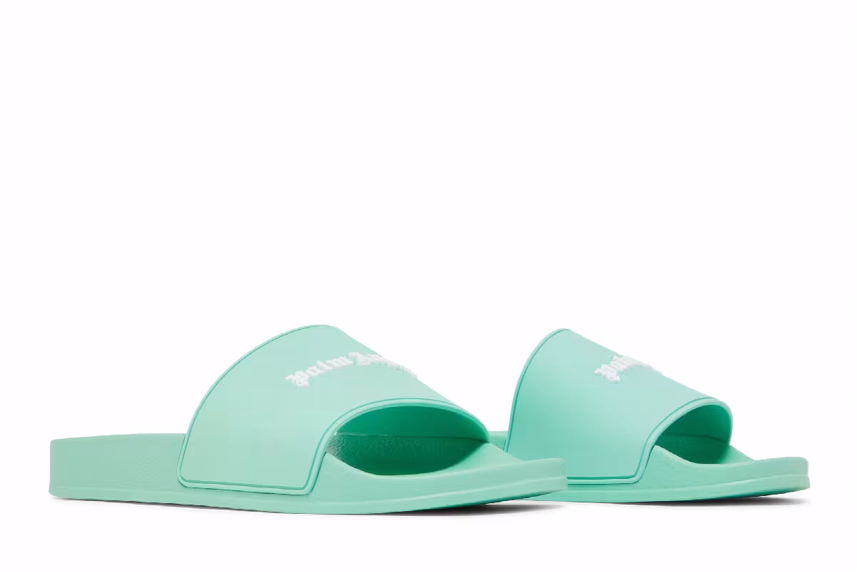 Palm Angels Pool Slider Essential Logo - Light Green, view 9
