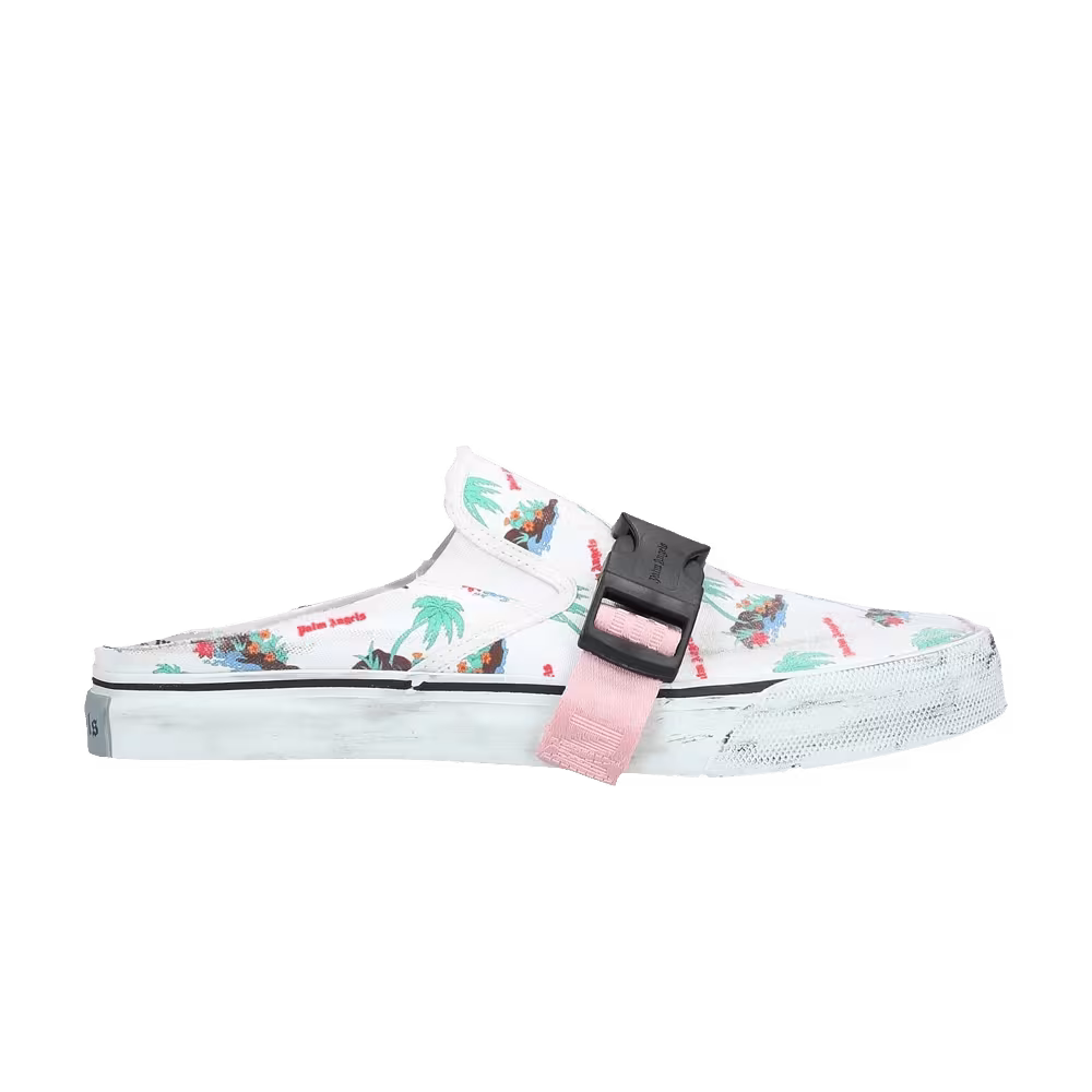 Palm Angels Distressed Slip-On Mules - White