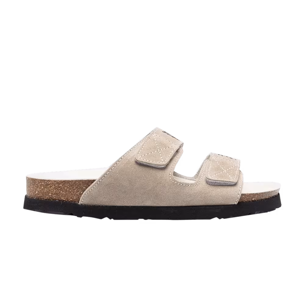 Palm Angels Women's Logo Print Suede Sandal Beige