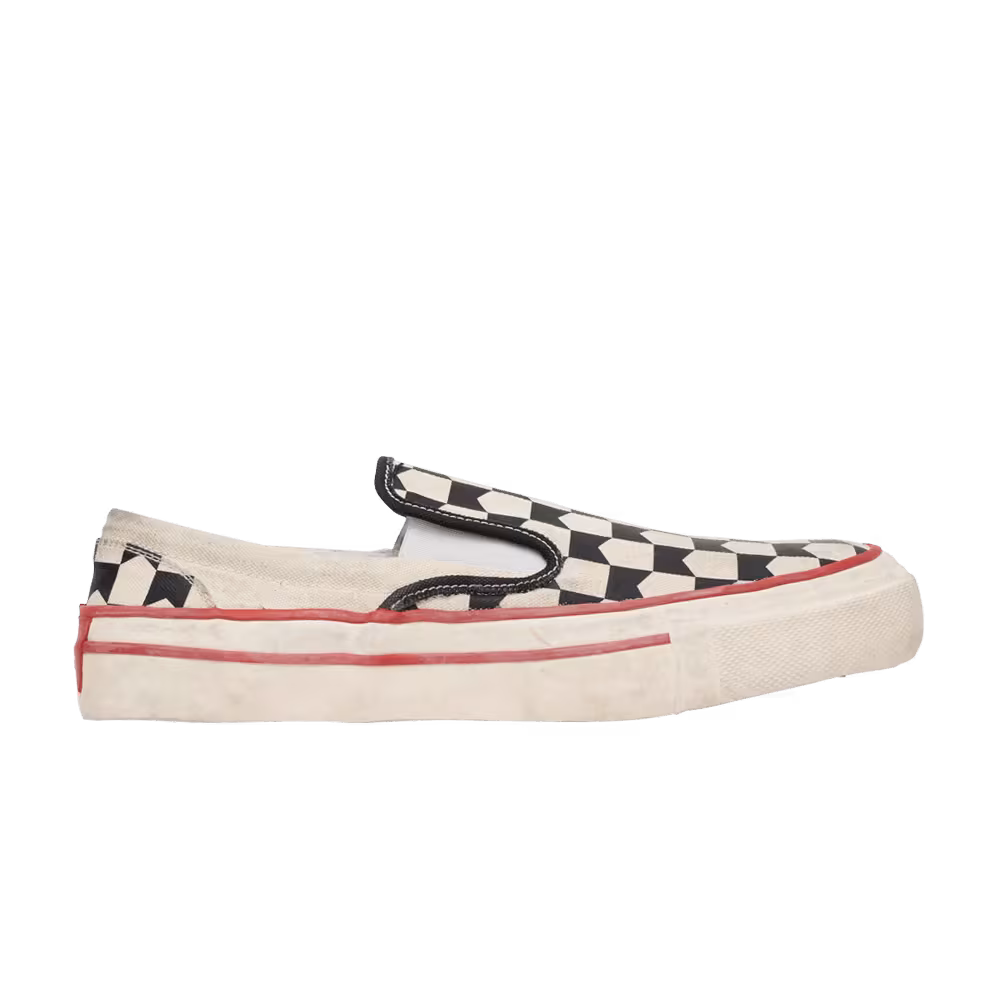 Rhude Chevron Checkered Slip-On Sneaker Black White