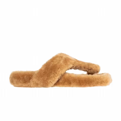 Loewe Wmns Ease Toe Post Slippers 'Shearling - Medium Concealer'