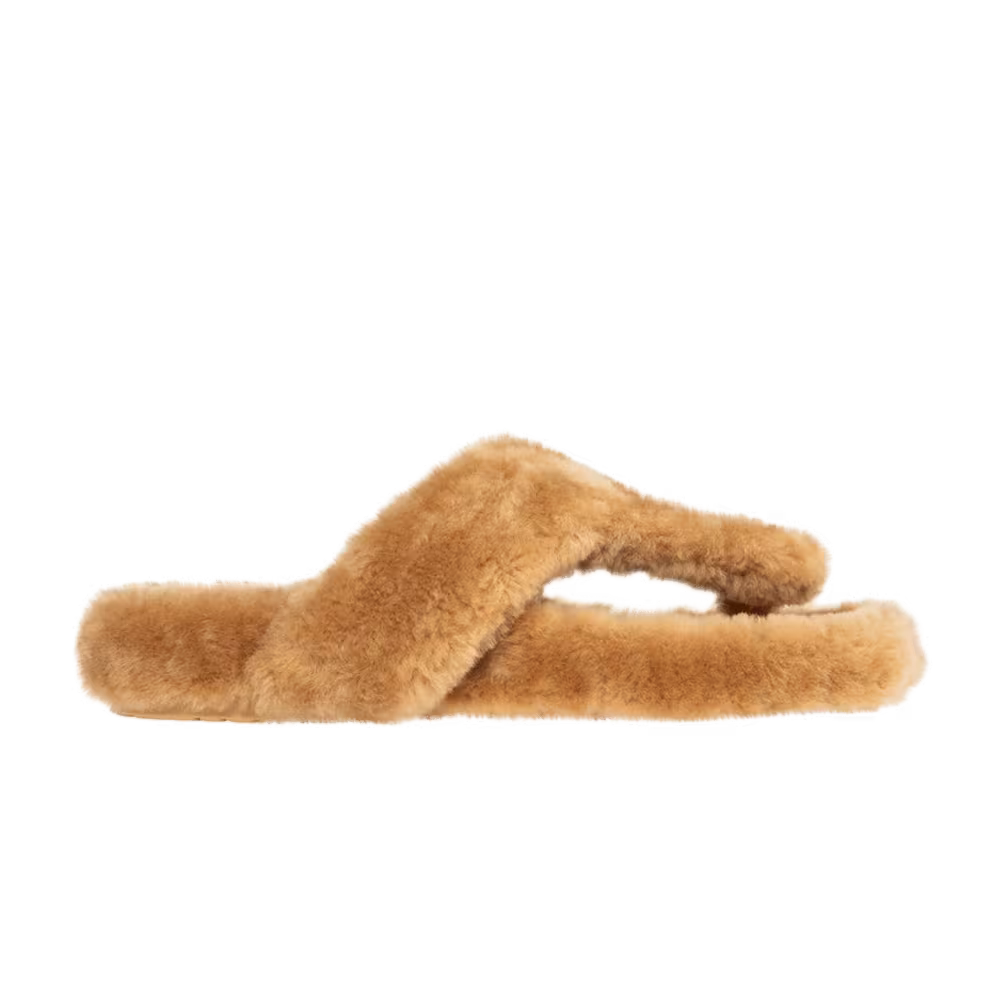 Loewe Women's Ease Toe Post Slippers Shearling - Medium Concealer