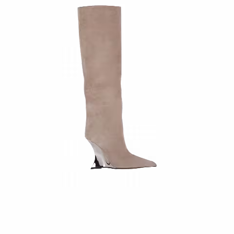 Paris Texas Wmns Nina Suede Knee High Boot 'Taupe Silver'